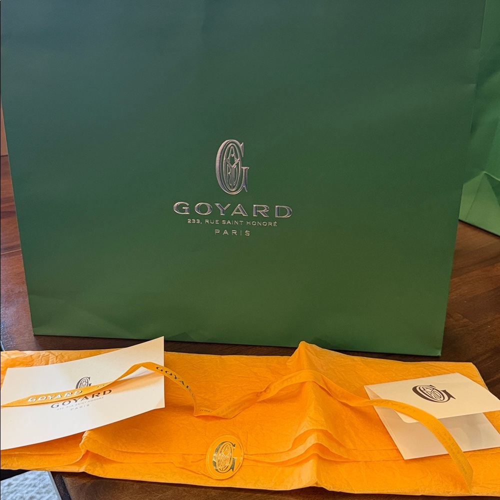 Goyard Dark Green Shopping Bag with Yellow Handles and Accents